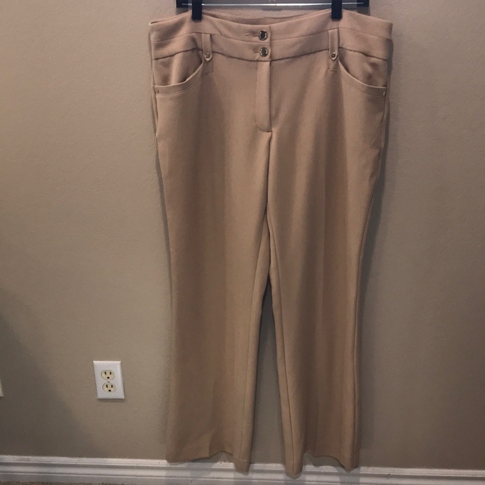 ANNE KLEIN Dress Pants Front/Faux Back Pockets Signature Gold Metal Detailing-14